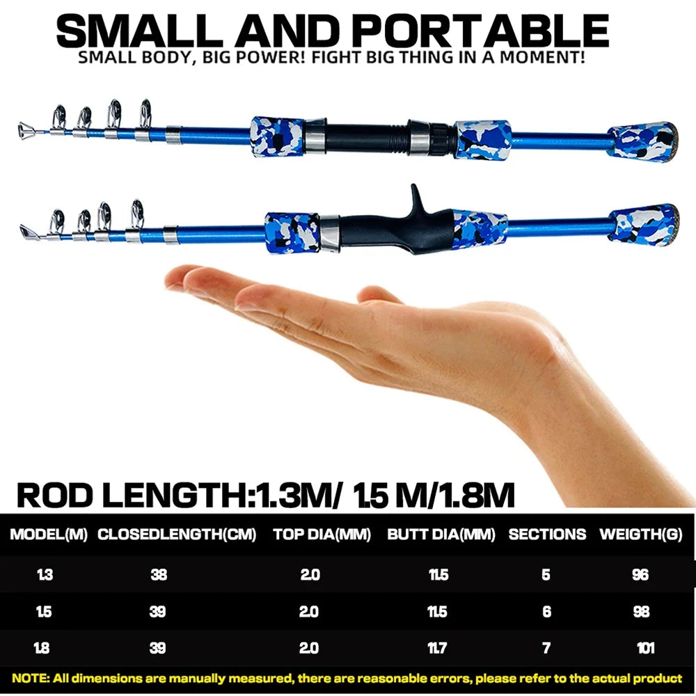 Telescopic Spinning/Casting Carbon Fiber Fishing Pole